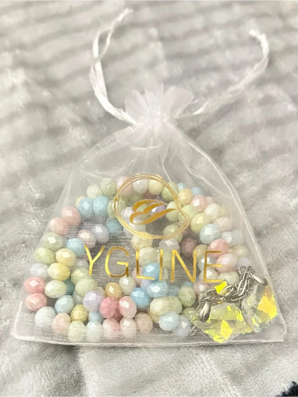 Pastel Beaded Curtain Tieback with Crystal Drops